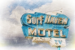DAS-231A Vintage Surf Motel Sign Distressed 36x24